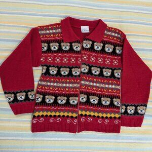 ⭐ Vintage In Design Bear Print Zip Up Sweater